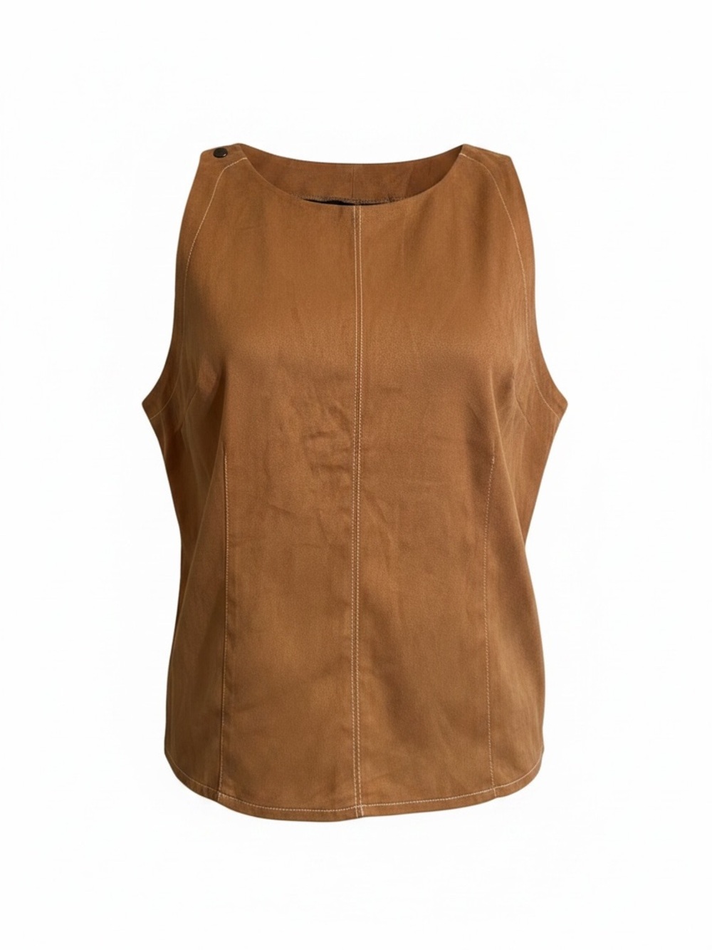 LIV Los Angeles Camel Faux Suede Sleeveless Top Size Large